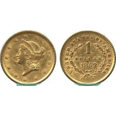 Монета 1 долар США 1852 рік. У позолоті, гарний сувенір