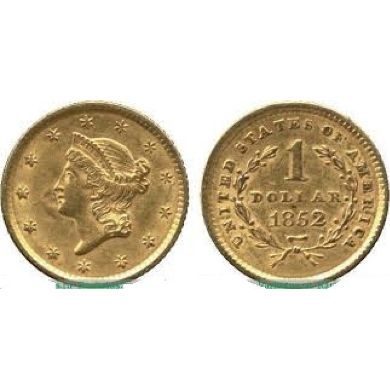 Монета 1 долар США 1852 рік. У позолоті, гарний сувенір