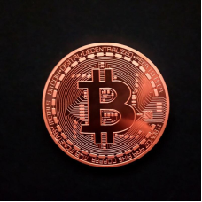 Сувенірна монета Біткоїн. Подарунковий Bitcoin! колір Рожеве Золото (мідь)
