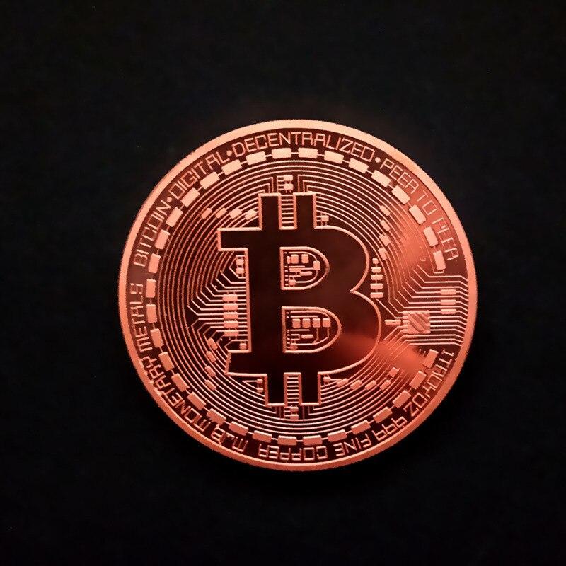 Сувенірна монета Біткоїн. Подарунковий Bitcoin! колір Рожеве Золото (мідь)