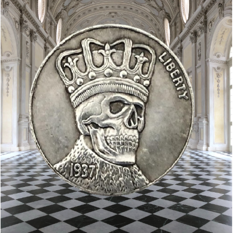 Сувенірна срібна 5 цент 1937г Король мерців