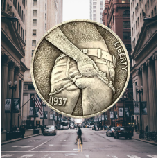 Сувенірна срібна монета 5 цент 1937г Сексі леді