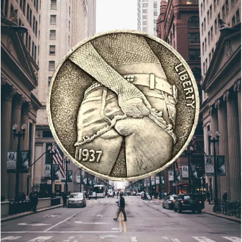 Сувенірна срібна монета 5 цент 1937г Сексі леді