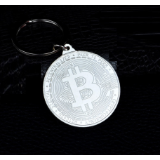 Брелок у формі монети Bitcoin Біткоїн сильвер