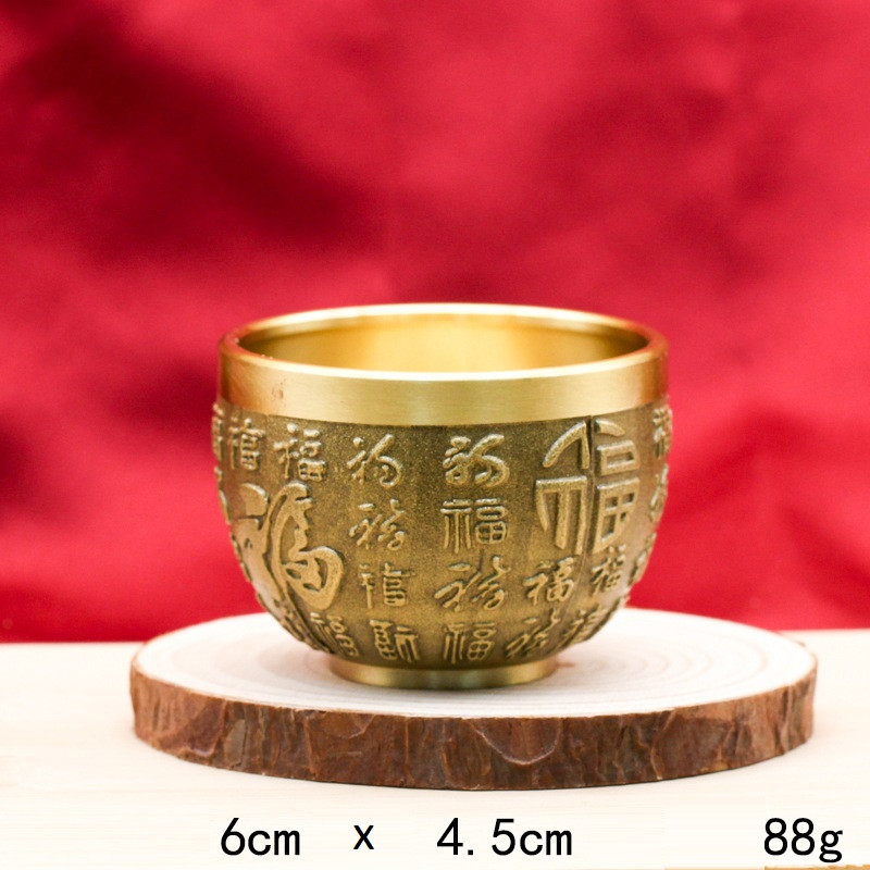 Глечик циліндр Байфу 6.0х4.5 см, Циліндр Baifu Чаша 3D із чистої латуні, приваблює багатство, фен шуй