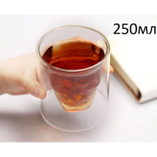 Склянка для віскі 250 мл Череп із подвійними стінками/3D склянка для алкогольних напоїв/Рюмка-череп