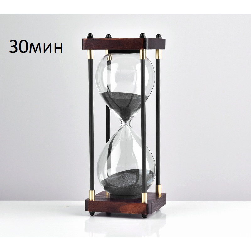 Пісочний годинник World Collection, Чорний пісок 30 хвилин, у високому стилі