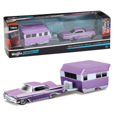 Модель Maisto 1:64, авто з трейлером Chevrolet Impala Alameda Trailer Set 1959 року у штучному пакованні