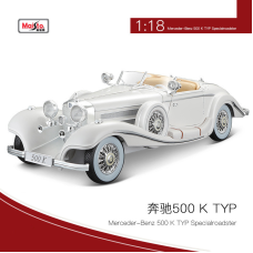 Модель ретро автомобіля Mercedes-Benz 500K 1936 1:18 Білий і сірий