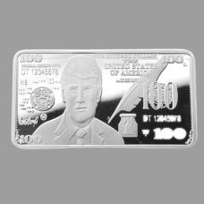 Срібний сувенірний слиток America Дональда Трампа, слиток президента США на 100 доларів