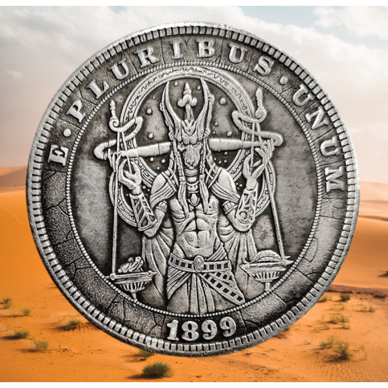 Сувенір монета долар СШАang 1899г “Рівновага Анубіса“. Hobo Coin American Morgan