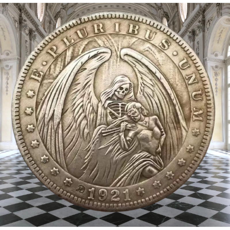 Сувенір монета долар США Банк 1921г “Ангел смерти“. Hobo Coin American Morgan