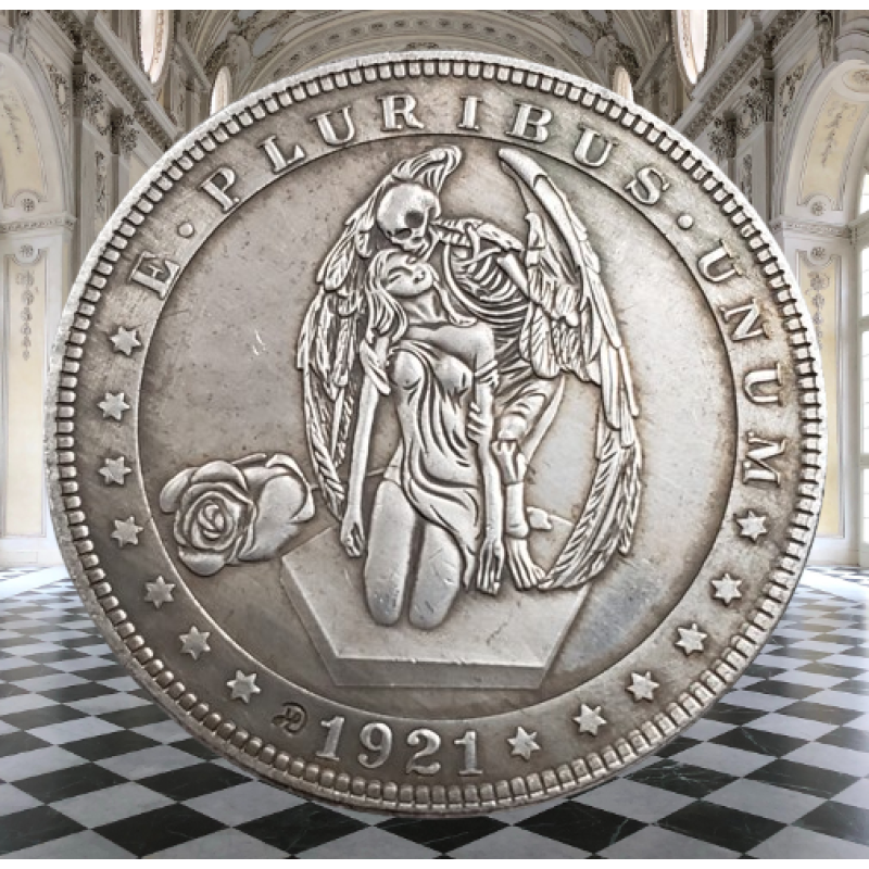 Сувенір монета долар США Банк 1921г “поцілунок смерті“. Hobo Coin American Morgan Forever Yours