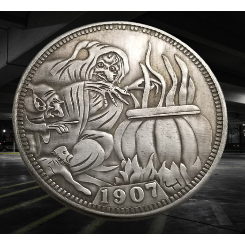 Сувенір монета долар США 17007г “Відьма Варить Зельє. Hobo Coin American Morgan