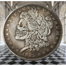 Сувенір монета долар США 1885г “Череп королеви свободи“. Hobo Coin American Morgan