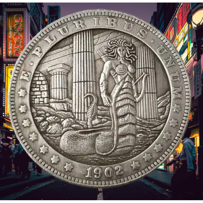 Сувенір монета долар США 170192г “Богиня медузи Горгона“. Hobo Coin American Morgan