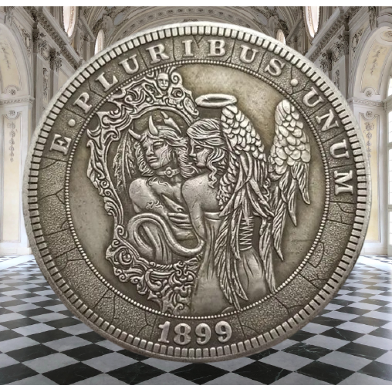 Сувенір монета долар СШАang 1899г “Ангел і демон“. Hobo Coin American Morgan