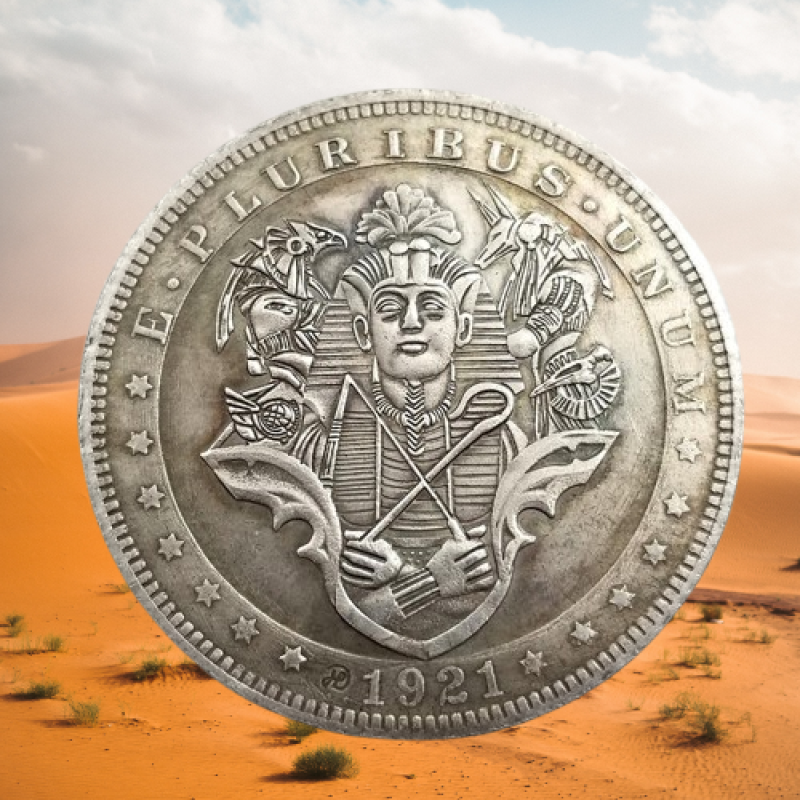Сувенір монета долар США Банк 1921г “Фараон і боги егіпту 2“. Hobo Coin American Morgan