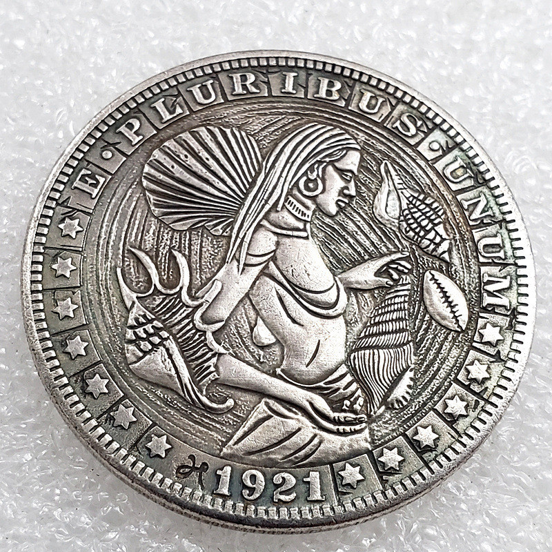 Сувенір монета долар США Банк 1921г “Жінка в мушлях“. Hobo Coin American Morgan
