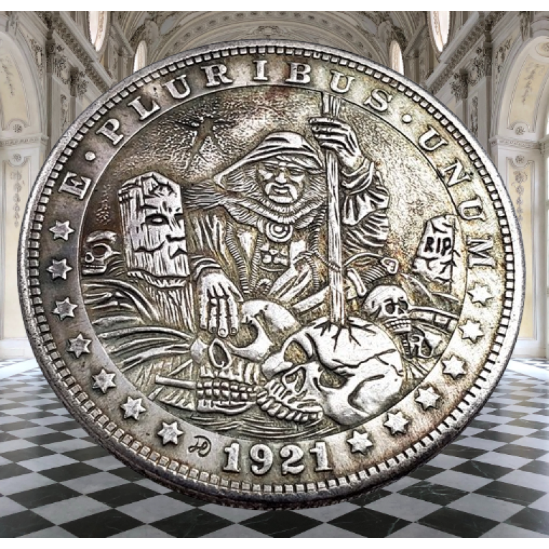 Сувенір монета долар США Банк 1921г “Темний чарівник“. Hobo Coin American Morgan