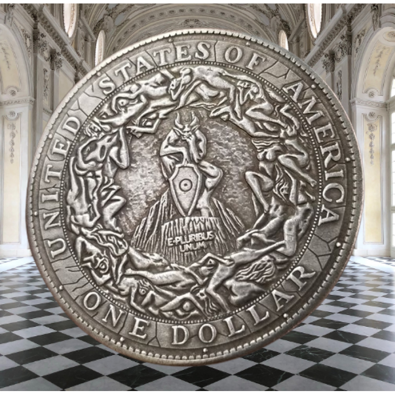 Сувенір монета долар США 1897г “Грешні душі та череп свободи“. Hobo Coin American Morgan