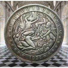 Сувенір монета долар США Банк 1921г “Вертеп“. Hobo Coin American Morgan