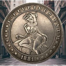 Монета сувенірна долар США 1881г “Аніме Дівчинка НЮ“, Колекція Хобо монет моргана