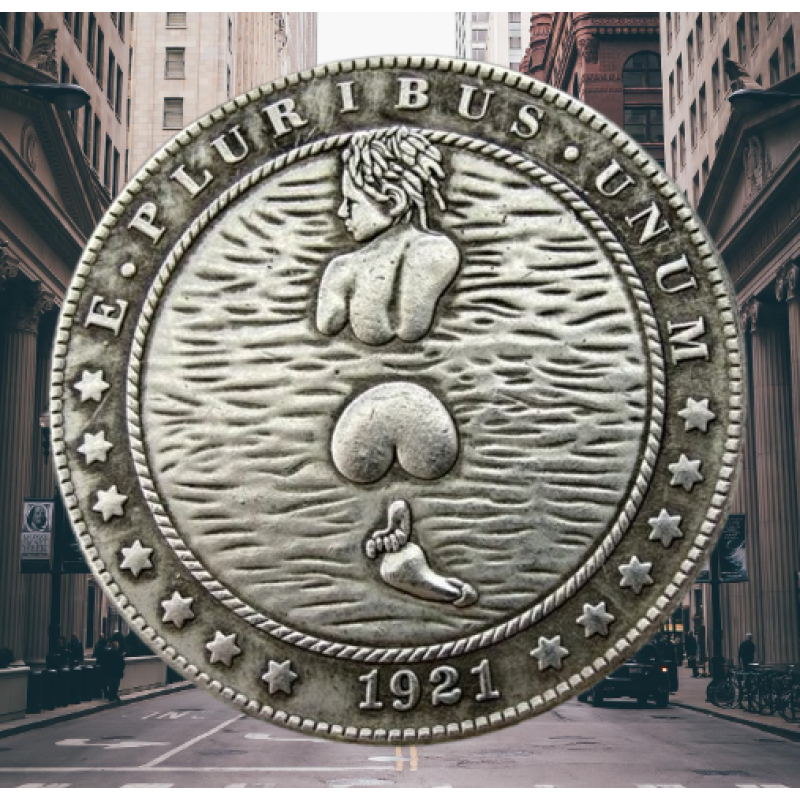Монета сувенірна долар США 1921г “Дівчинка плаває НЮ“, Колекція Хобо монет моргана