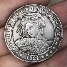 Монета сувенірна долар США Банк 1921г “Дівчинка гейша“, Колекція Хобо монет моргана