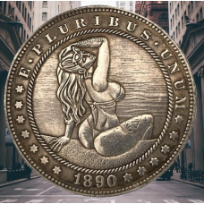 Монета сувенірна долар США 1890 р “Дівчинка сидить на березі“, Колекція Хобо монет моргана