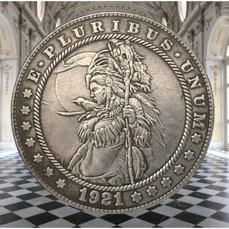 Сувенір монета долар США 1921р “Шаман“. Hobo Coin American Morgan