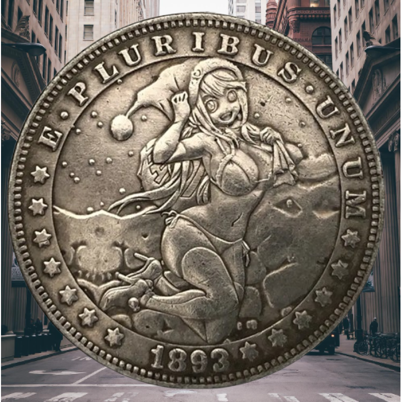 Сувенір монета долар США 1893р “Снігуронька Аніме“. Hobo Coin American Morgan