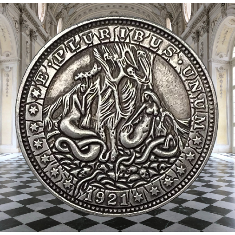Сувенір монета долар США Годівниця 1921 р. “Збірники душ“. Hobo Coin American Morgan