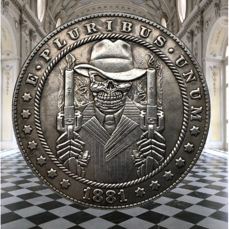 Сувенір монета долар СШАang 1881г “Гангстер два дула“. Hobo Coin American Morgan
