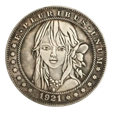 Сувенір монета долар США Банк 1921г “Квітка в дівчини у волоссі“. Hobo Coin American Morgan