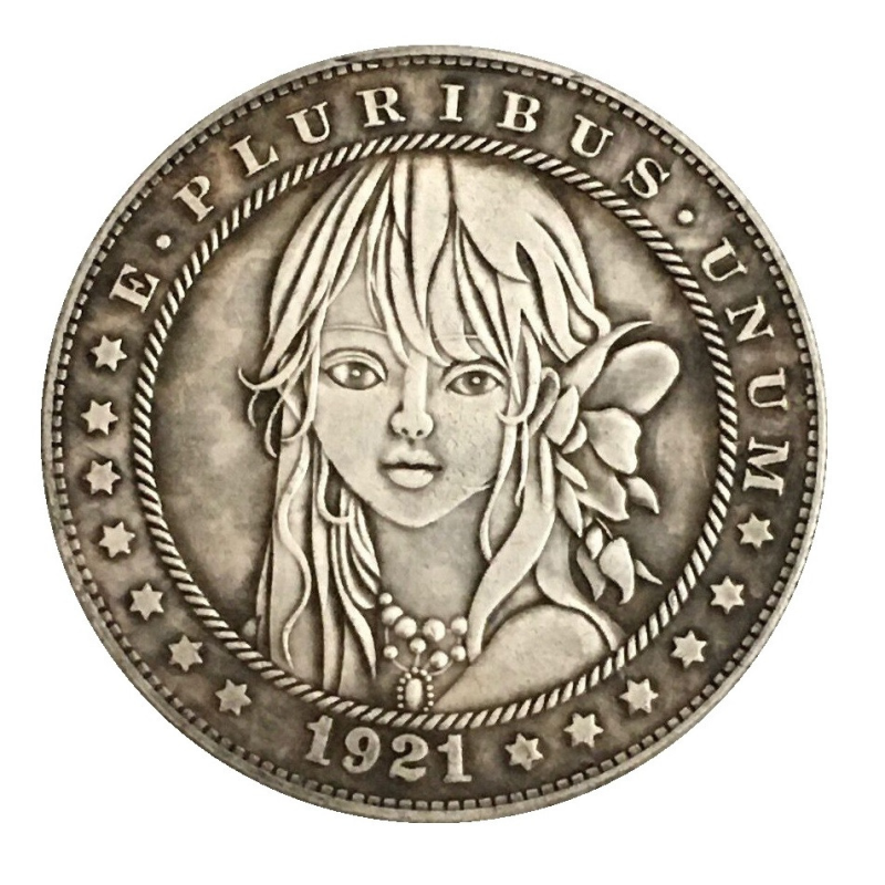 Сувенір монета долар США Банк 1921г “Квітка в дівчини у волоссі“. Hobo Coin American Morgan