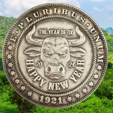 Сувенір монета долар США 1921г “Щасливого Нового року“. Hobo Coin American Morgan