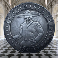 Сувенір монета долар СШАang 1881г “Скелет у сомбреро“. Hobo Coin American Morgan