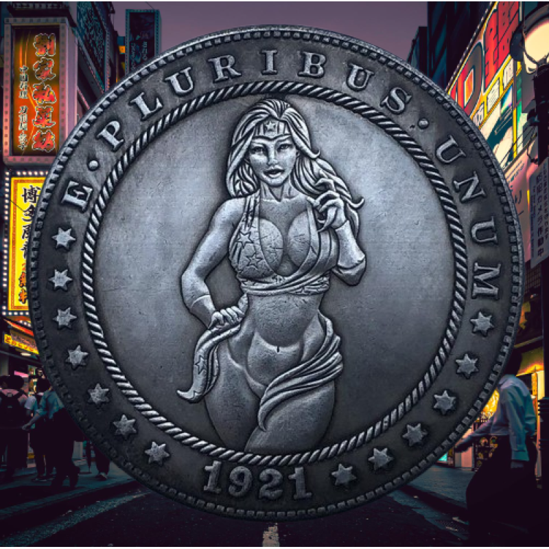 Сувенір монета долар США Банк 1921г “Marvel сексуальна жінка супергерой“. Hobo Coin American Morgan