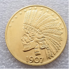 Сувенір монета TEN DOLLARS 10 дов США 1907 г “Череп інднайца“. Hobo Coin American Morgan