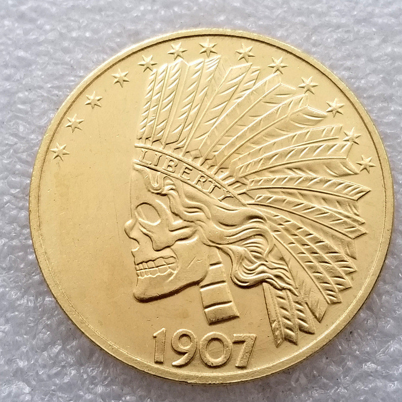 Сувенір монета TEN DOLLARS 10 дов США 1907 г “Череп інднайца“. Hobo Coin American Morgan