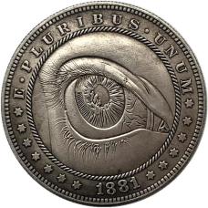 Сувенір монета долар США 1881г “Глаз“. Hobo Coin American Morgan