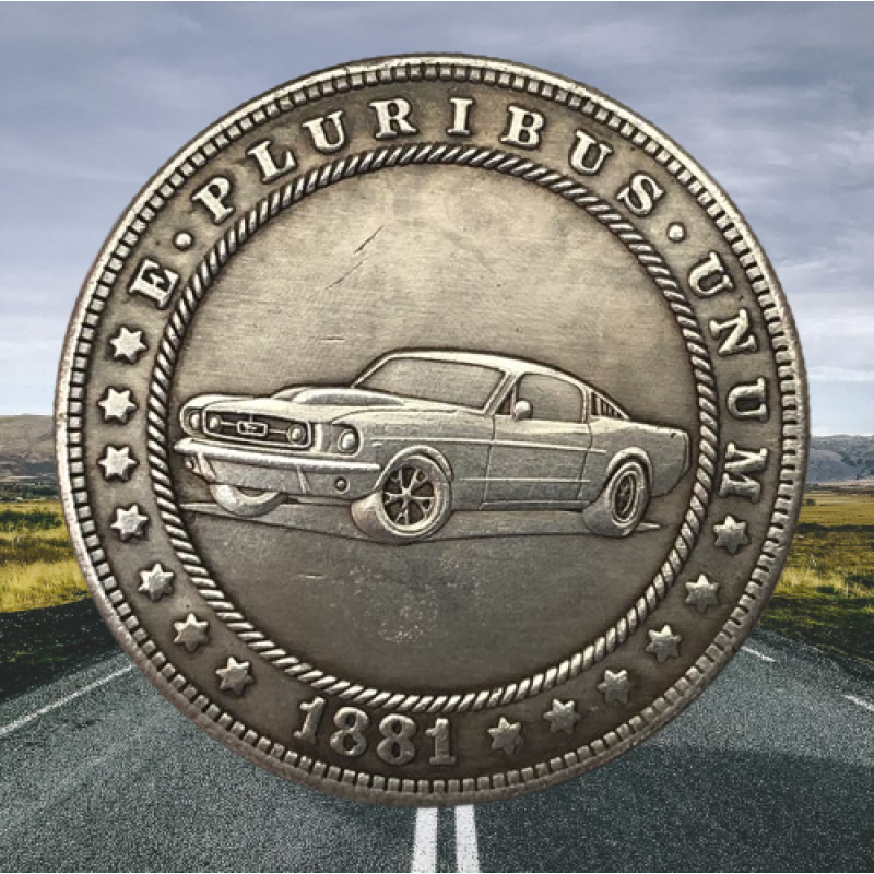 Сувенір монета долар СШАang 1881г “Автомобіль Мустанг“. Hobo Coin American Morgan