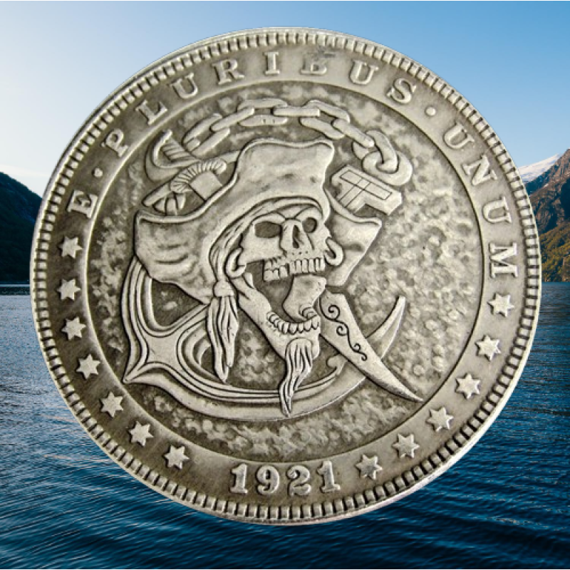 Сувенір монета долар США OF168 “Піратський череп“. Hobo Coin American Morgan