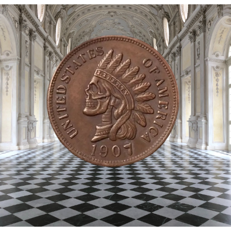 Сувенір монета один цент США OFg 1907 г “Черепаранда“. Hobo Coin American Morgan