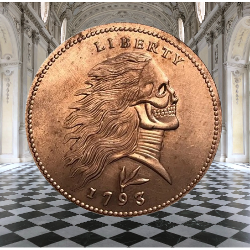 Сувенір монета 1 цент США 1793г “Череп Свободи з розшарпаним волоссям“. Hobo Coin American Morgan