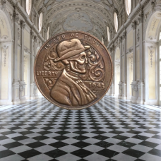 Сувенір монета 1 цент США 1943 р. “Скелет Линкона в капелюсі“. Hobo Coin American Morgan