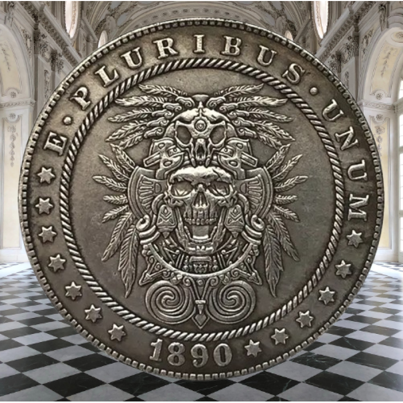 Сувенір монета моргана долар США 1890 г “Череп шамана“. Hobo Coin American Morgan