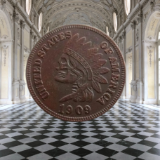 Сувенір монета один цент США 1909г “Череп Арабіан“. Hobo Coin American Morgan