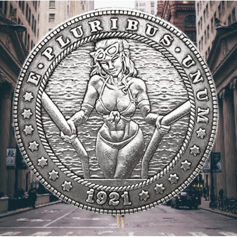 Сувенір монета долар США 1921р “Дівчина в басейні“. Hobo Coin American Morgan